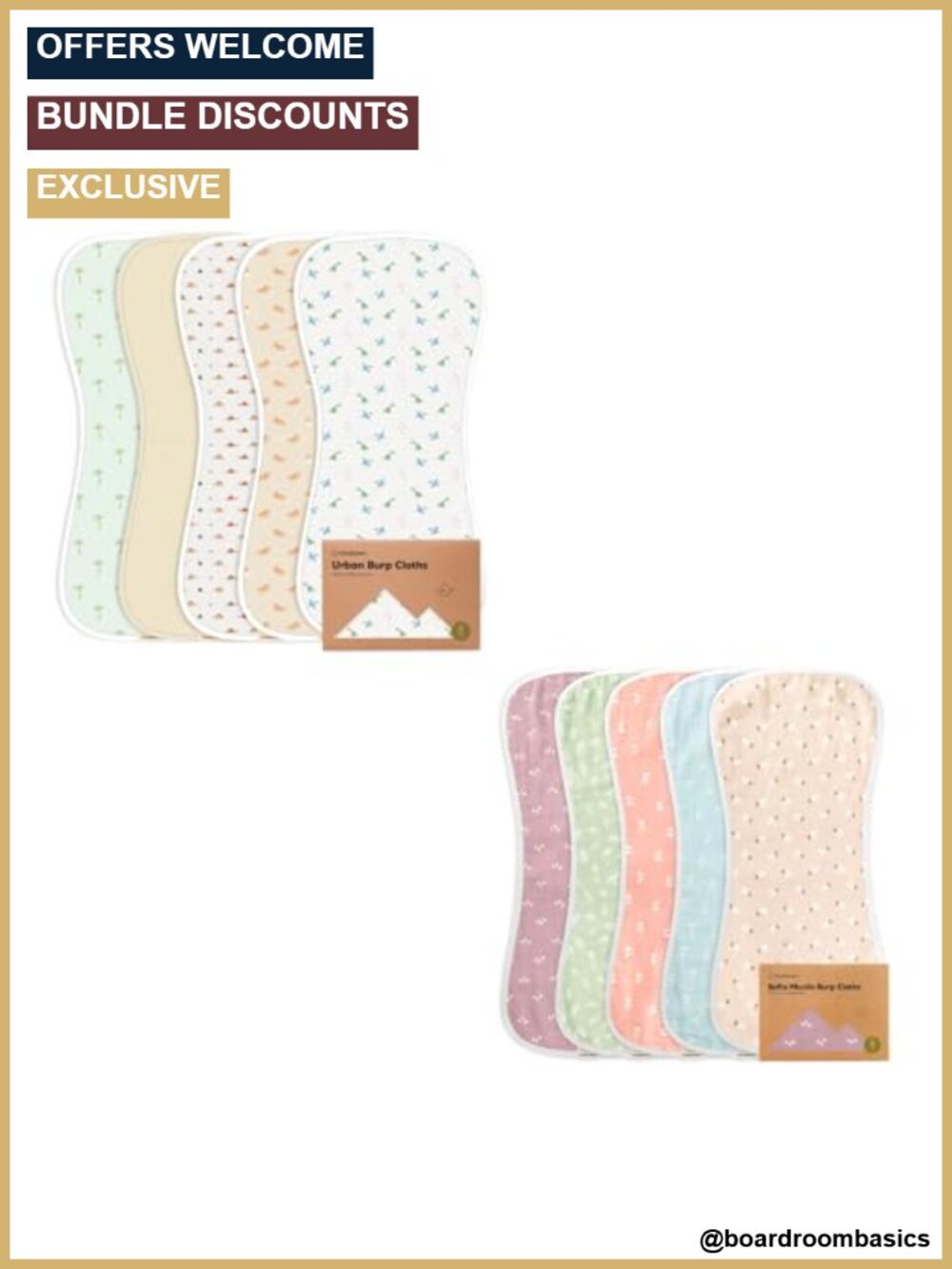 5pk Muslin Burp Cloths Ultra Absorbent Newborn Towels